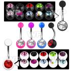 4ue76i steel belly ring w 8mm acrylic jewel ball an upper 5mm belly piercing
