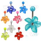 4uhqdbee steel belly ring w acrylic flowercenter crystal an uppe belly piercing