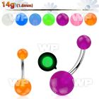 4uib steel belly ring glow in the dark acrylic balls length belly piercing