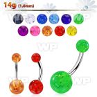 4uir steel belly ring acrylic glitter balls length 10mm 3 8 belly piercing
