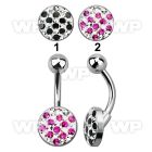 4ujrckz steel belly ring w ferido glue crystals in dotted design belly piercing