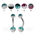 4ukda3w steel belly ring 5mm 6mm multi crystal ferido glued bal belly piercing