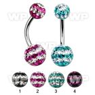 4ukdai1 steel belly ring multi crystal ferido glued ball scute belly piercing