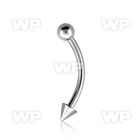 4uw46u 316l steel micro banana w 3mm cone on one side 3mm ball eyebrow piercing