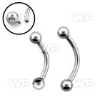 4uw48u 316l steel micro banana w internally threaded 3mm ball eyebrow piercing