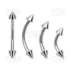 4uw6u 316l steel micro banana w 3mm cones eyebrow piercing