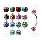 4uwdazw 316l steel micro banana w 3mm multi crystal ballsin two eyebrow piercing