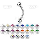 4uwe6 316l steel micro banana w 3mm bezel jewel ball plain 3mm eyebrow piercing