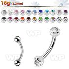 4uwk6 316l steel micro banana w 3mm bezel jewel ball eyebrow piercing