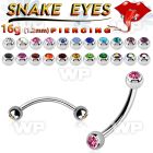 4uwk6b surgical steel snake eye piercing banana 1 2mm 3mm bezel eyebrow piercing