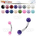 4uwma 316l steel micro banana w 3mm faux pear ball eyebrow piercing