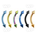4uwr6uks ion plated 316l steel micro banana w 2 5mm cones eyebrow piercing