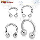 64aepf surgical steel cbr horseshoe 2 5mm externally threaded ear lobe piercing