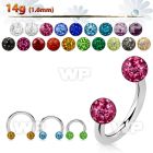 64da0 surgical steel cbr horseshoe 1 6mm 4mm multi crystal bal belly piercing