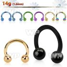 64r40 ion plated surgical steel cbr horseshoe 1 6mm 4mm ball belly piercing
