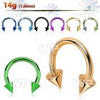64r6uj ion plated surgical steel cbr horseshoe 1 6mm 4mm cones ear lobe piercing