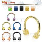 64wr18 ion plated surgical steel cbr horseshoe 1 2mm 3mm dices belly piercing