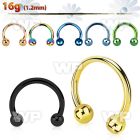 64wr4 ion plated surgical steel cbr horseshoe 1 2mm 3mm ball ear lobe piercing