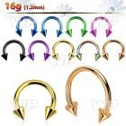 64wr6u ion plated surgical steel cbr horseshoe 1 2mm 3mm cones belly piercing