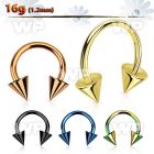 64wr6us ion plated surgical steel cbr horseshoe 1 2mm 5mm cones eyebrow piercing
