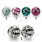 6jdat 8mm ball ferido glued multi crystals zebra stripes patter belly piercing