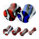 76mw solid acrylic saddle plugstriped marble swirl pattern ear lobe piercing
