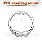 7i3wmekb silver 925 fake septum piercing ring 1mm balls three septum piercing