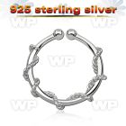 7i3wmekc silver 925 fake septum piercing ring 1mm thin rope wrap septum piercing