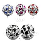 7jdat 8mm ball ferido glued multi crystals incute dotted design belly piercing