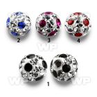 7jday 6mm ball ferido glued multi crystals incute dotted design belly piercing