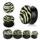 7mir black acrylic double flare saddle plug black white zebr ear lobe piercing