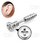 8m36awo steel fake plug 16g 1 2mm post one cross screw top ear lobe piercing