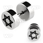 8met steel fake plug laser edged star of david logo on one of belly piercing