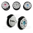 8mf6 steel fake plug o ring s crystals on the front size belly piercing