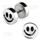 8ms steel fake plug laser edged smiley logo on one of the sid belly piercing