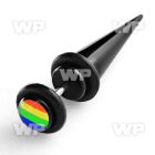 8qrmbz black acrylic fake taper rainbow logo o ring s size 8mm belly piercing