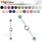 8u4mas 316l steel industrial loop barbell 1 6mm 5mm faux pearl 