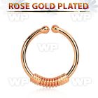 a33wmek2 silver fake septum ring w real rose gold plating w a wire septum piercing