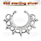 agsepd12 silver fake septum clicker engraved indian design 