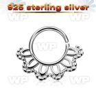 agsepv3 925 silver septum ring in a indian leaf design
