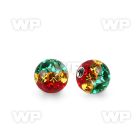 ajday 6mm ball ferido glued multi crystal rasta color stripes belly piercing