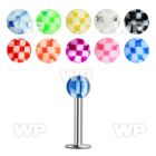 b4624z surgical steel labret stud 1 2mm 3mm uv checkered ball lower lip piercing