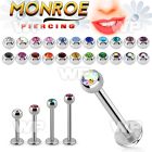 b46ju surgical steel monroe piercing 1 2mm 3mm press fit jewel lower lip piercing