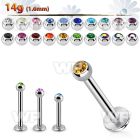 b46zi surgical steel labret stud 1 6mm 3mm press fit jewel bal lower lip piercing