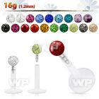 b48daz bio flex labret 1 2mm 316l steel push in 3mm multi cryst lower lip piercing