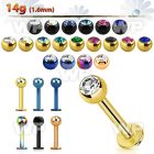 b4r60 ion plated 316 steel labret 1 6mm 4mm press fit jewel lower lip piercing