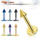 b4r6uks ion plated 316 steel labret 1 2mm 2 5mm cone length 8mm lower lip piercing