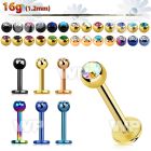 b4r6z ion plated 316 steel labret 1 2mm 3mm press fit jewel lower lip piercing