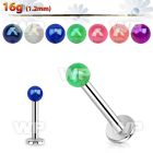 b4whq474 surgical steel labret stud 1 2mm 3mm ab coated acrylic lower lip piercing