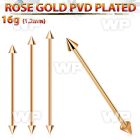bbeittcn rose gold steel industrial barbell w 2 4mm cones